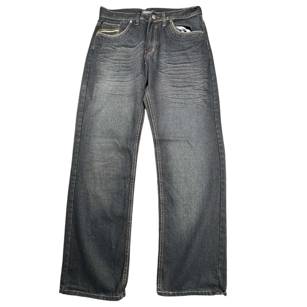 Chams Jeans Mens 36 Black Baggy‎ Loose Fit Y2K Hip Hop Skater Streetwear